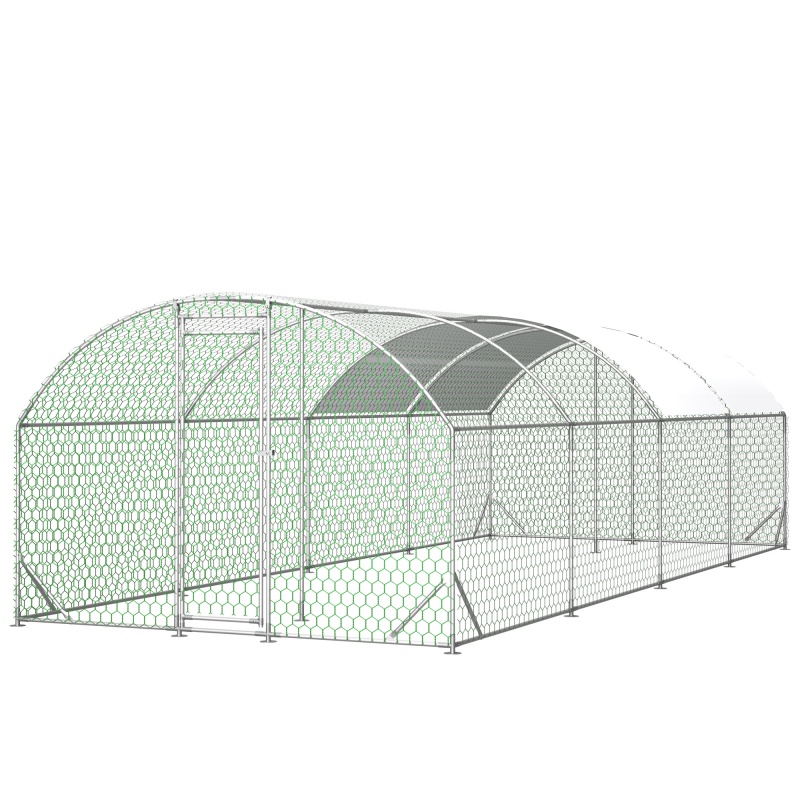 กรงไก่เหล็กขนาดใหญ่ 26'x9'x6' พร้อมหลังคากันน้ำ - กรงสัตว์เลี้ยงเดินเข้าได้ สำหรับไก่ กระต่าย และเป็ด ง่ายต่อการประกอบและทำความสะอาด