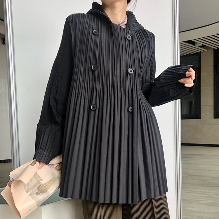 Crinkled Hooded Trench Coat Crop Double Breasted