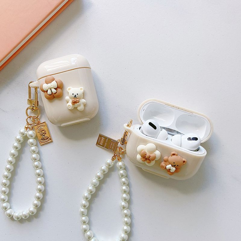 Lovely Little Bear Talk Pearl Chain Silicone Protective Shell - Image 3