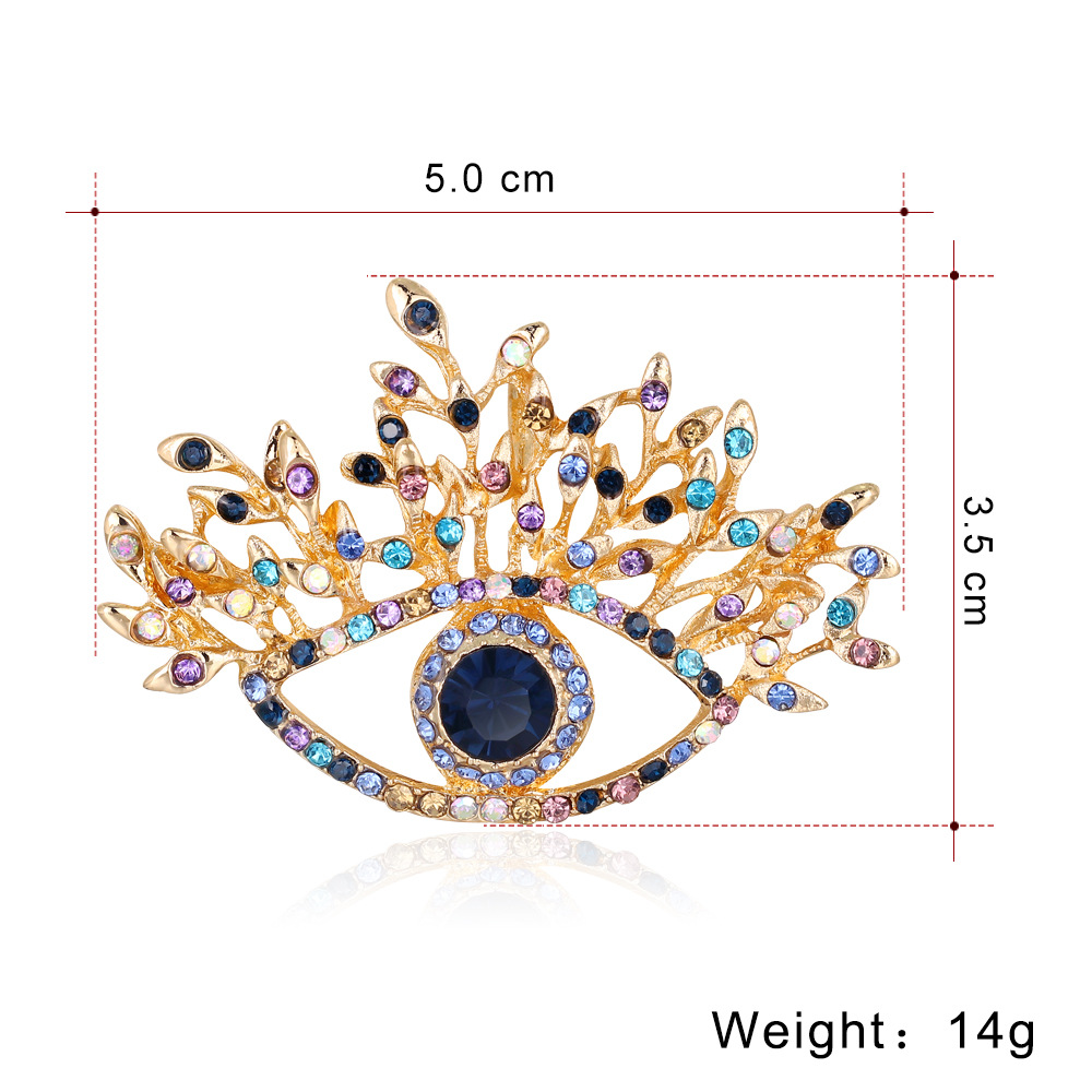 Title 3, Fashion Retro Exaggerated Eyes Diamond Brooch, ...