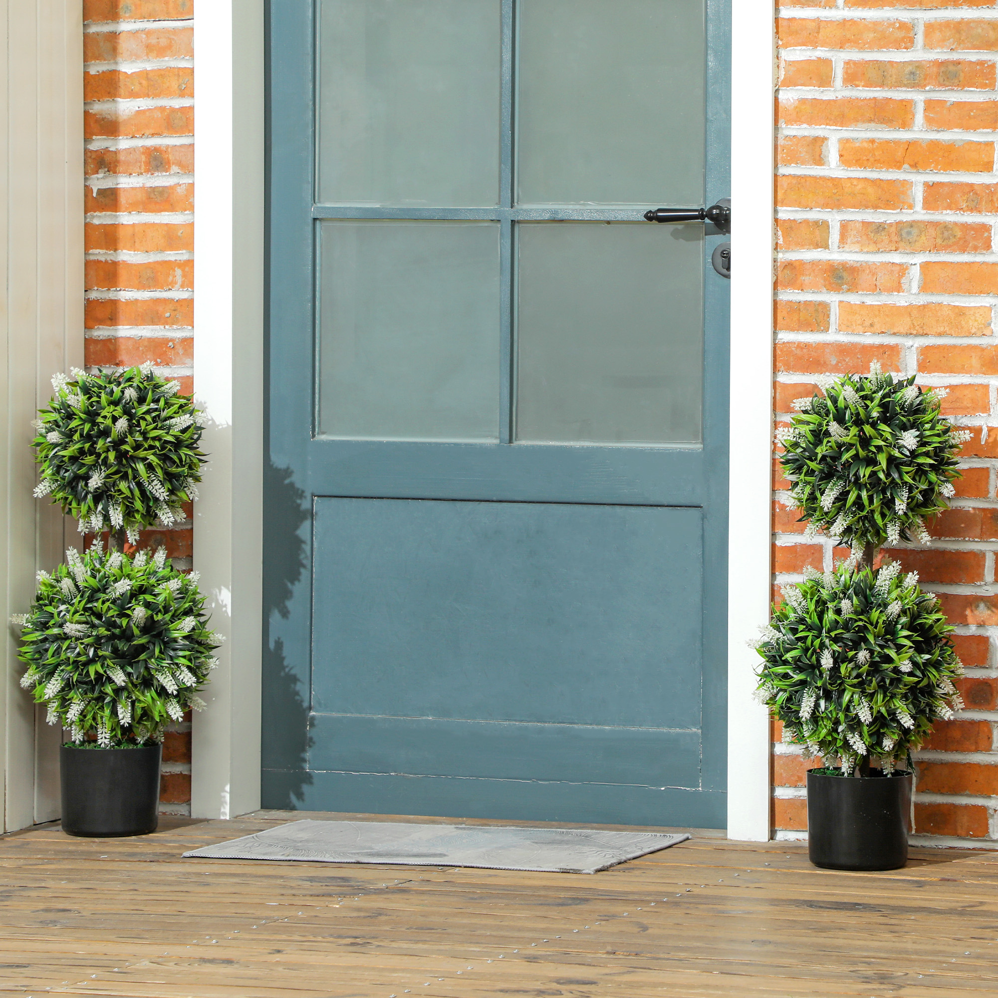 Two-piece Decorative Artificial Plant Ball Tree, With Lavender Potted Plants