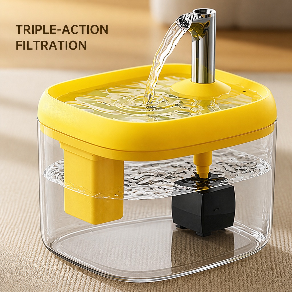 2.5L Pet Water Fountain, Automatic Circulating Cat Water Dispenser With Transparent Water Tank, Quiet Drinking Water Bowl For Cats And Small Dogs - Default