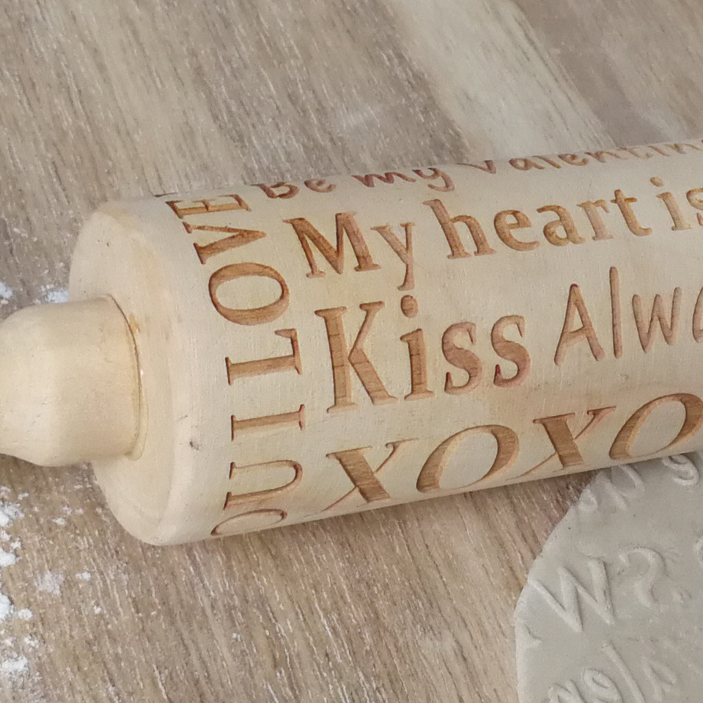 Title 1, Wooden Valentines Day Letters Rolling Pin Engr...