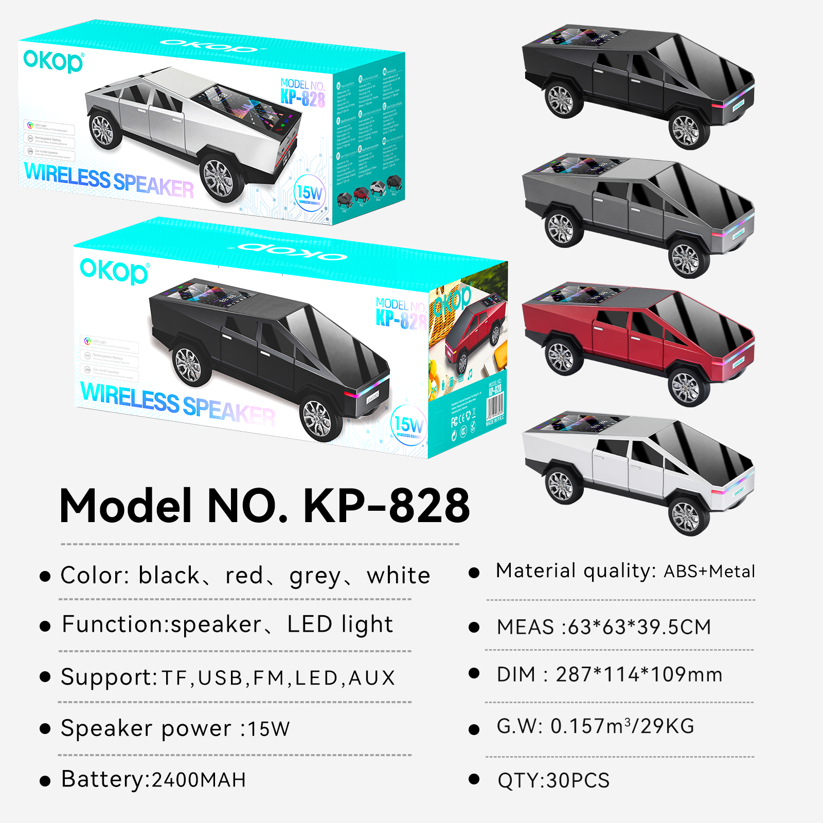 KP-828 Best-Selling Bluetooth Speaker Cyber Style Car Model With Dynamic Color Screen Wireless Subwoofer And Ambient Lighting Factory Direct Stock 2