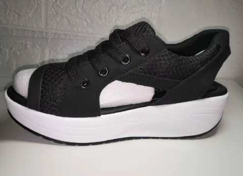 Cake Soled Sandals, Thick Soled Wedges, Breathable Swaying Shoes, Mesh Shoes, Casual Women'S Shoes Black - Shop at LoveMi