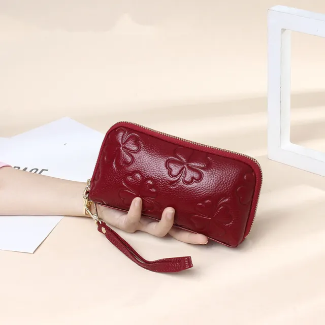 Women's Fashion Head Layer Cowhide Clutch Bag Red - Shop at LoveMi