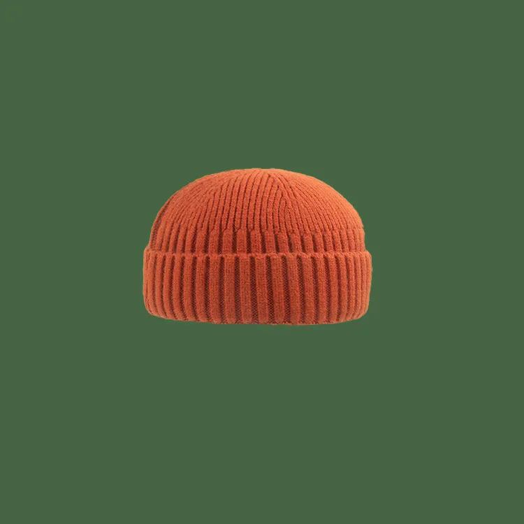 Autumn And Winter Short Dome Rogue Hat Korean Knit - Orange