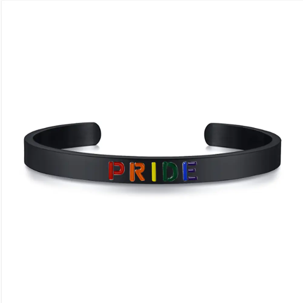 Stainless Steel LGBT English Bracelet Black