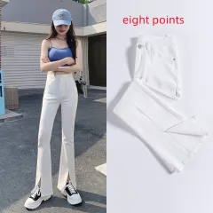 Women's Summer New High Waist Elastic Wide Leg Jeans - White Eight Points - View 1