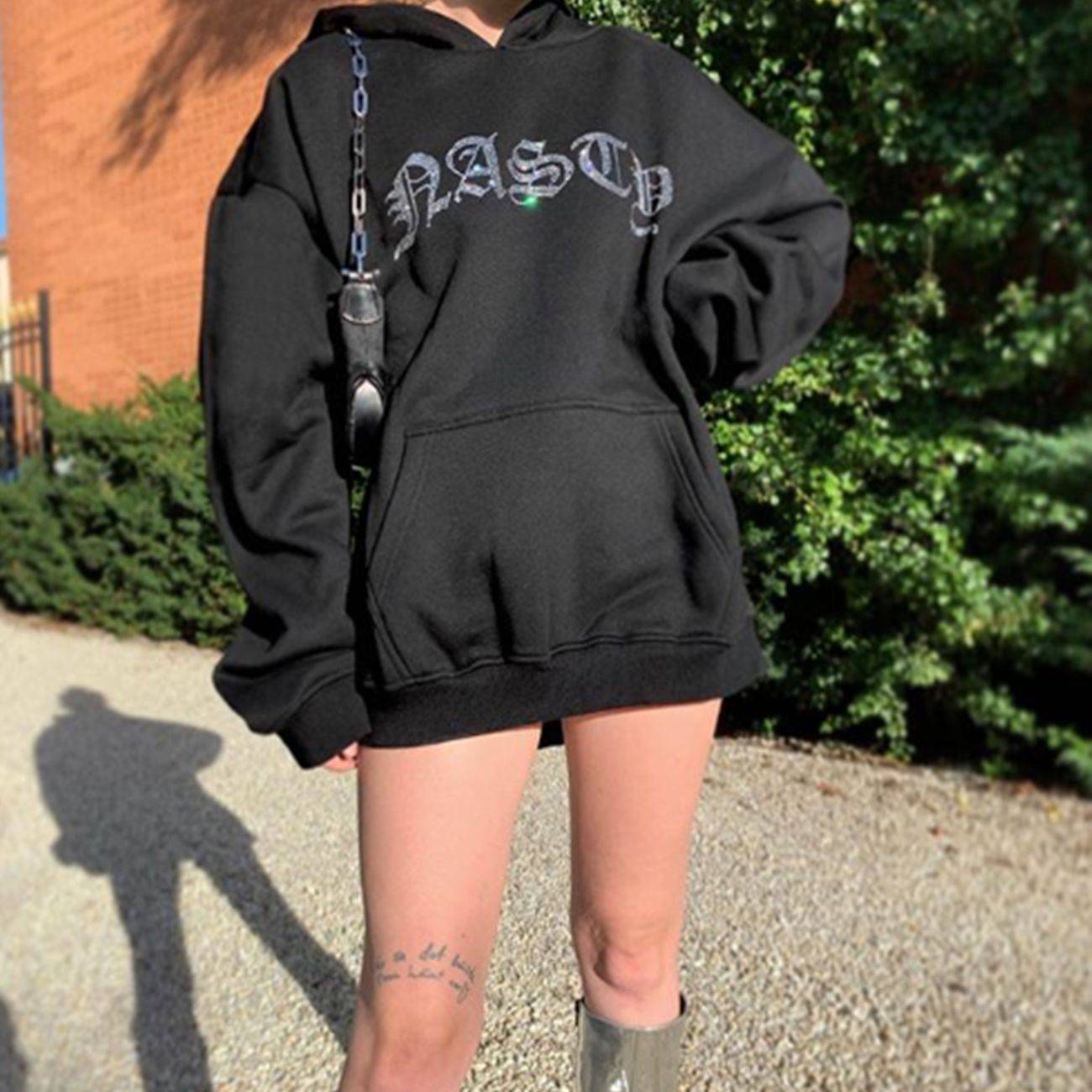 Women's All-match Large Pocket Rhinestone Sweater