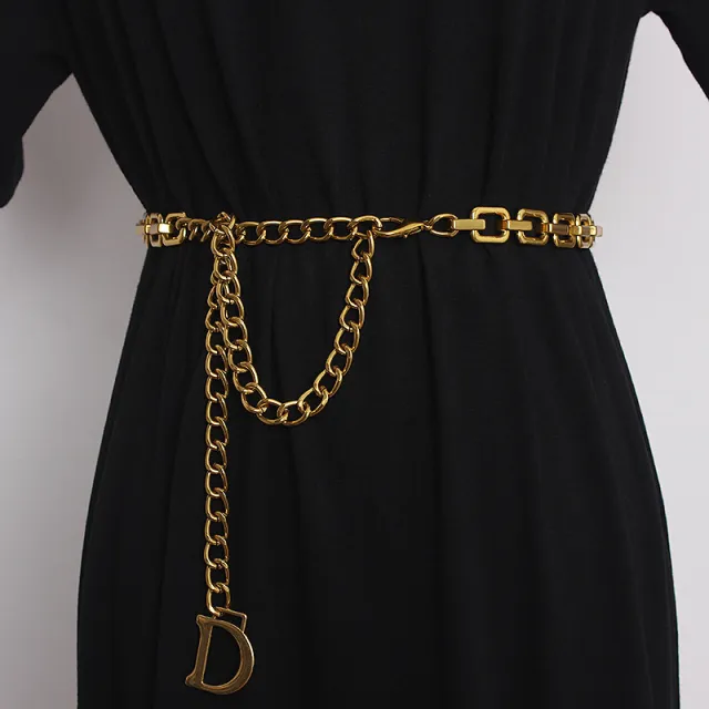 Gold Waist Chain Accessories Female D Letter Chain Belt Decoration With Pants Chain Style2 - Shop at LoveMi