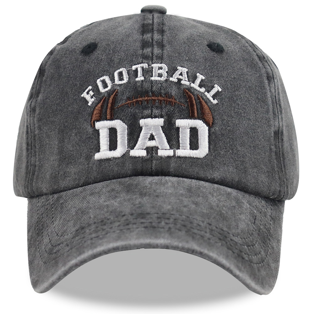 Embroidered Football Dad Baseball Cap – Vintage Washed Cotton Adjustable Hat for Game Days & Father's Day Gifts