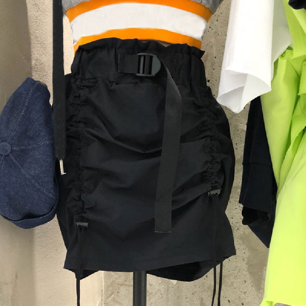 Drawstring Buttocks Wrapped Women's Short Skirt