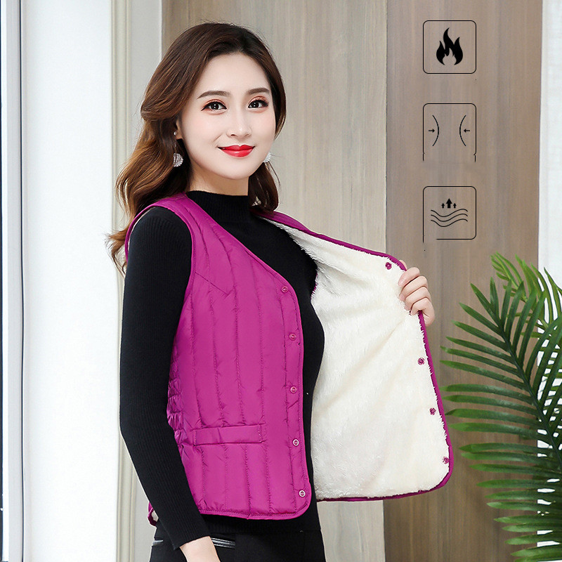 Lamb Velvet Warmth And Thickening Short Down Cotton Vest Women