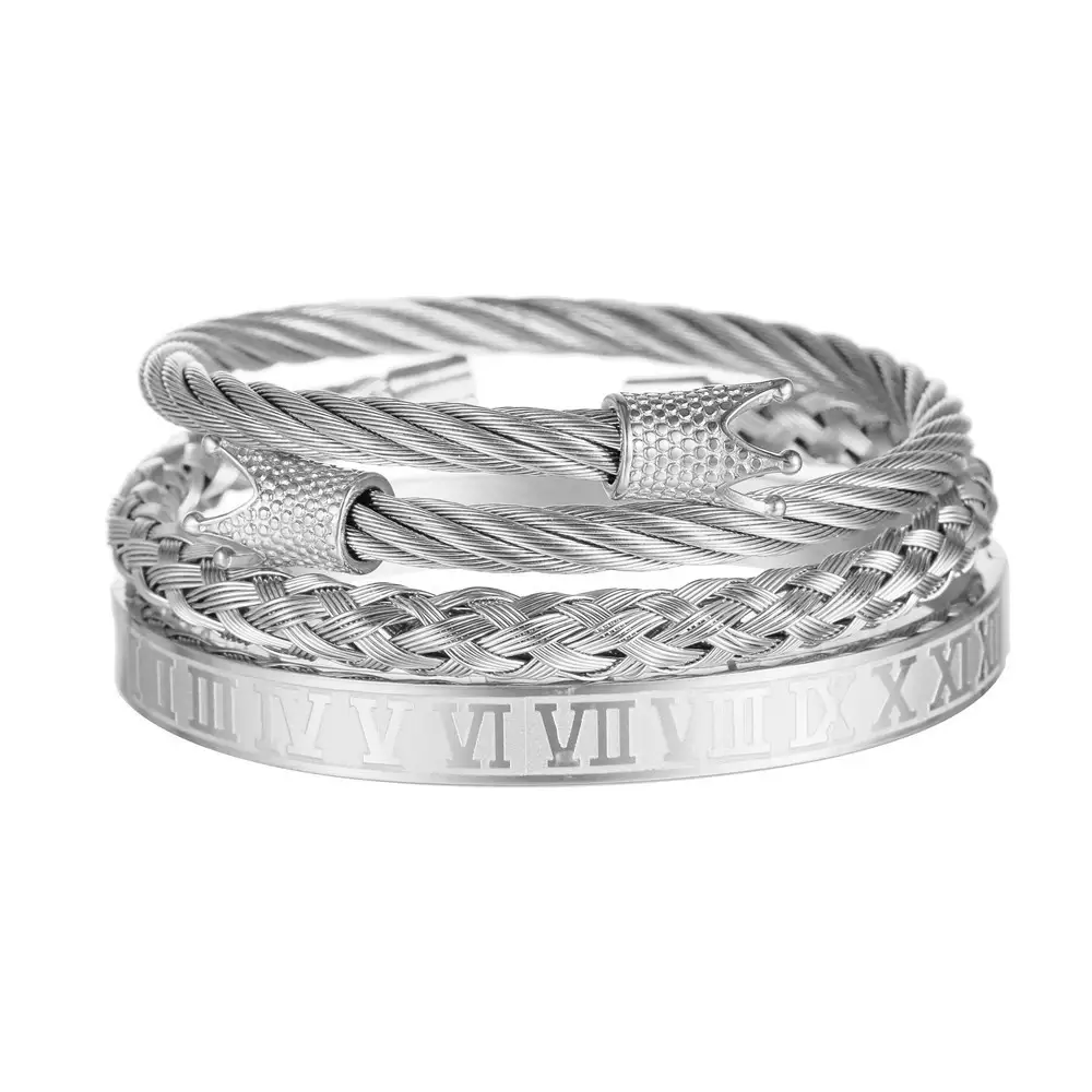 Stainless Steel Winding Three-color Square Bracelet