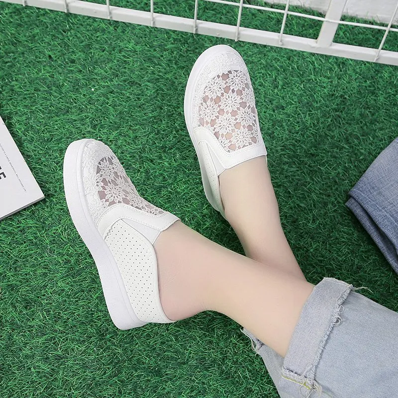 Fashion Half Slippers, Thick Sole, Mesh Wedges, Baotou Sandals - White