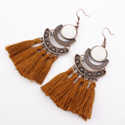 Explosive Tassel Long Retro Hollow Geometric Earrings Earrings