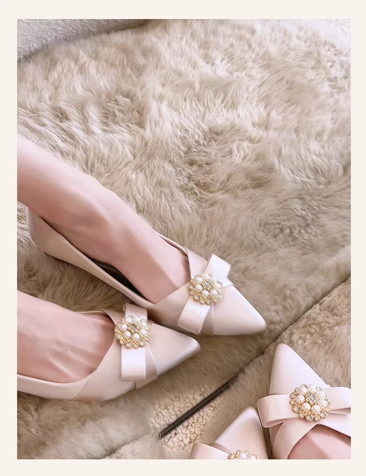Satin Block Heel Pumps, picture 2 of 5