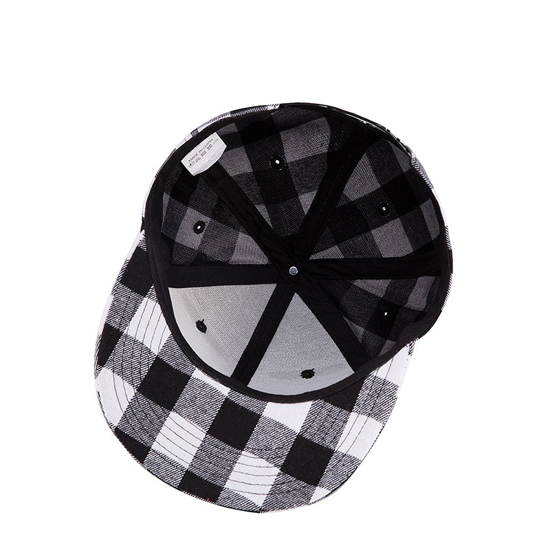 Explosive Black And White Plaid Tide Men And Women All Match Hip Hop Hat