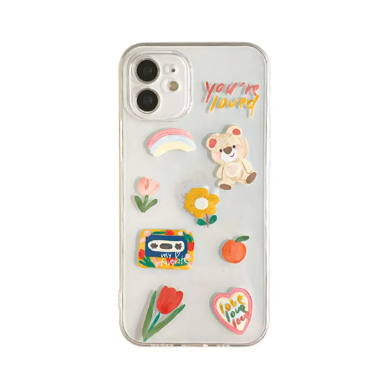 Cartoon Oil Painting Bear Print Mobile Phone Case