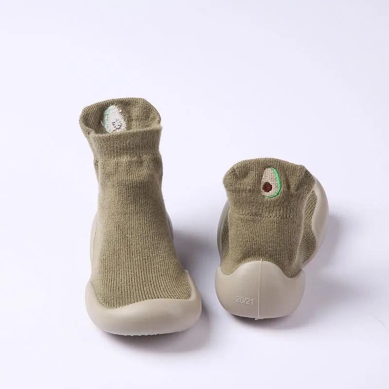 Children's Toddler Step Soft Bottom Non-slip Cartoon Cotton Baby Shoes - Dark Green