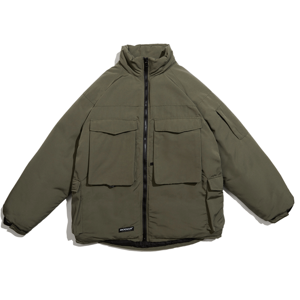 Padded Jacket Men's Street Fashion Brand Loose Stand Collar