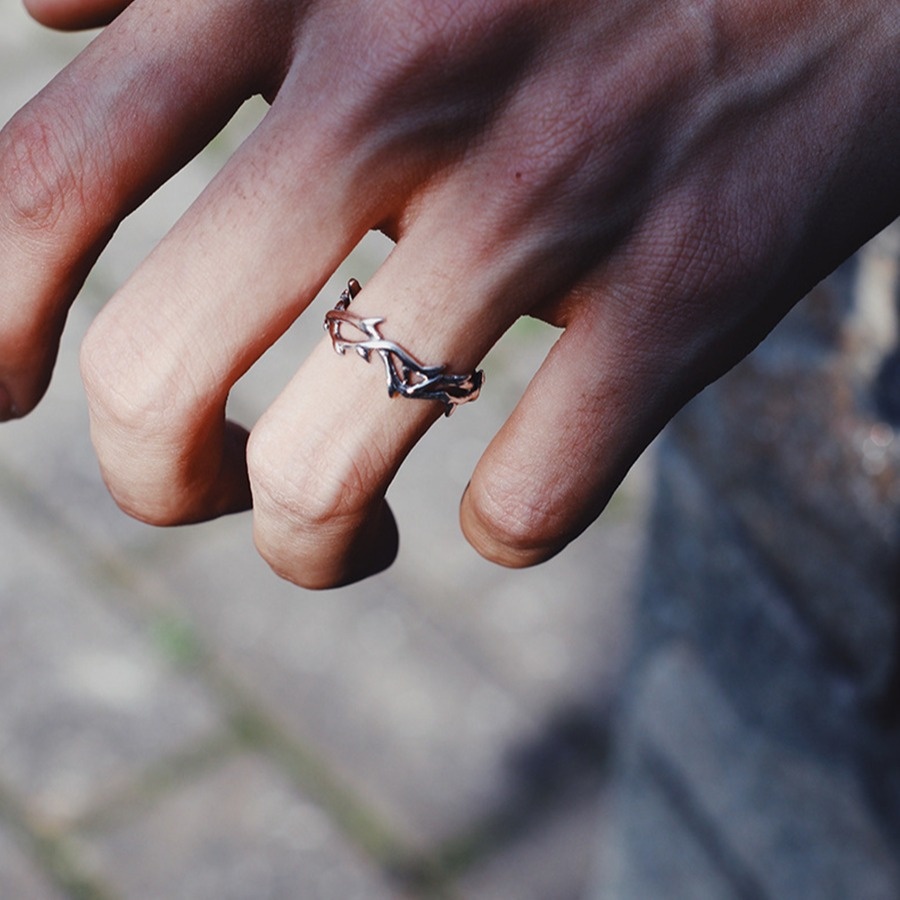 1PC Summer Stylish Open Ring, Hip-Hop Style Thorn Design For Men & Women - Suitable For Daily Wear, Ideal Holiday Gift For Couples - Image 1