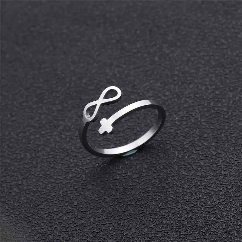 Men's Double-layer Titanium Steel Geometric Cross Ring