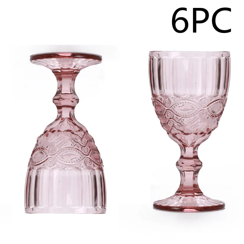 Vintage embossed petal glass - Red 6Pc