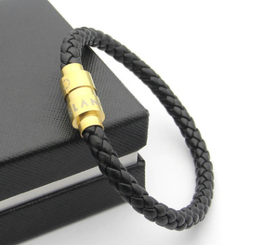 Jewelry MONT Men's Magnetic Buckle Braided Leather Bracelet