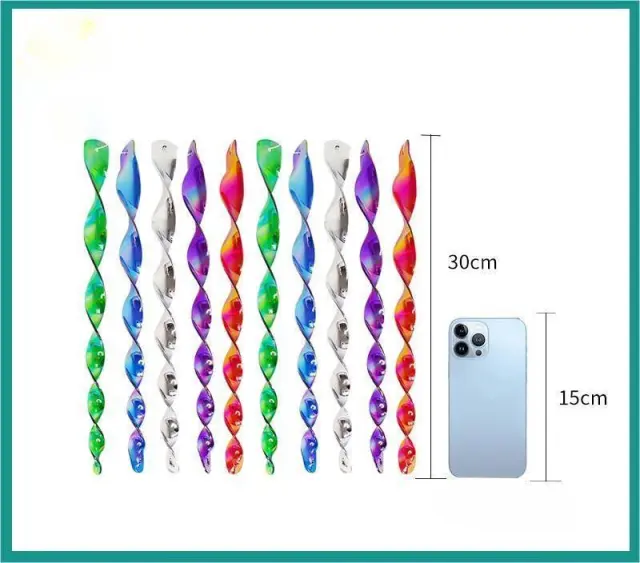 Outdoor Household Balcony Wind Turn Spiral Floudian Stick Gradual Silver 30Cm 10Pcs - Shop at LoveMi
