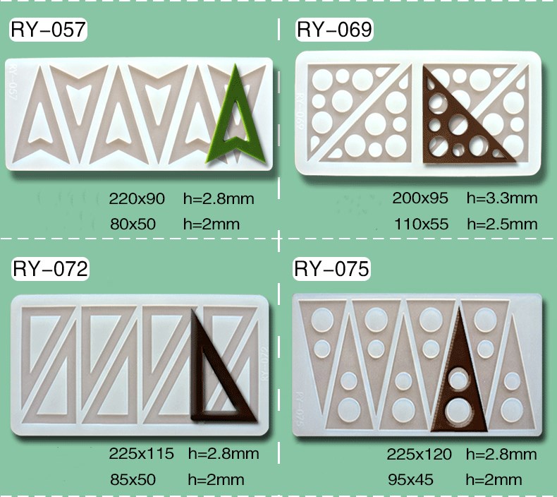 Title 12, Single layer chocolate silicone mold triangle c...