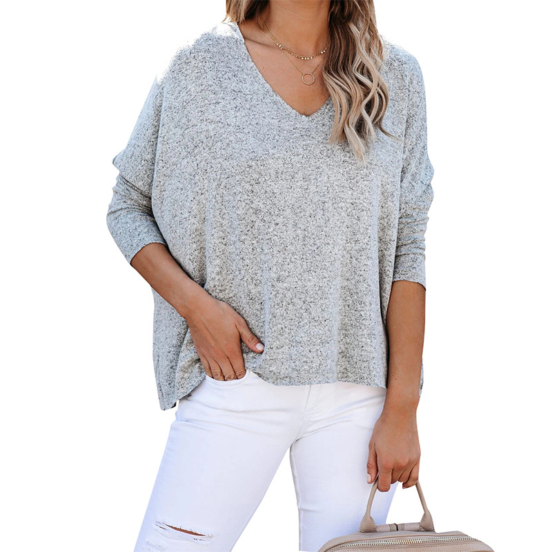 Title 14, Bat Sleeve V-Neck Loose Pullover Top