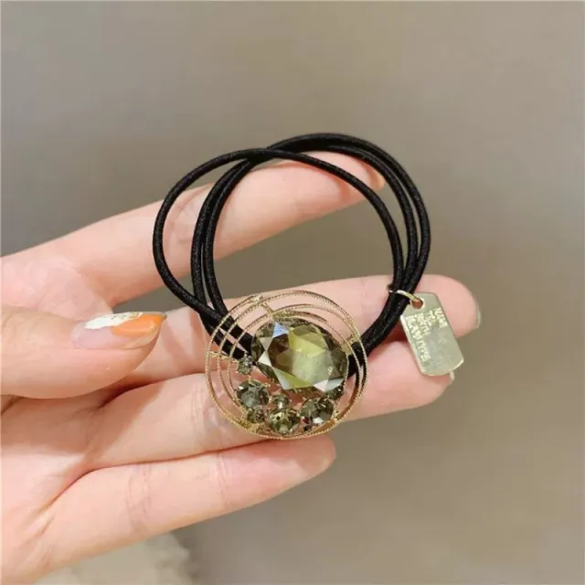 Geometric Rhinestone Hair Rope Super Flash Hair Ring Trendy Temperament - Shop at LoveMi