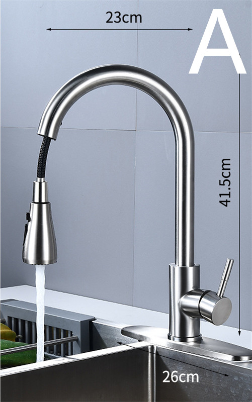 Title 5, 304 Stainless Steel Pull-out Kitchen Faucet Dou...