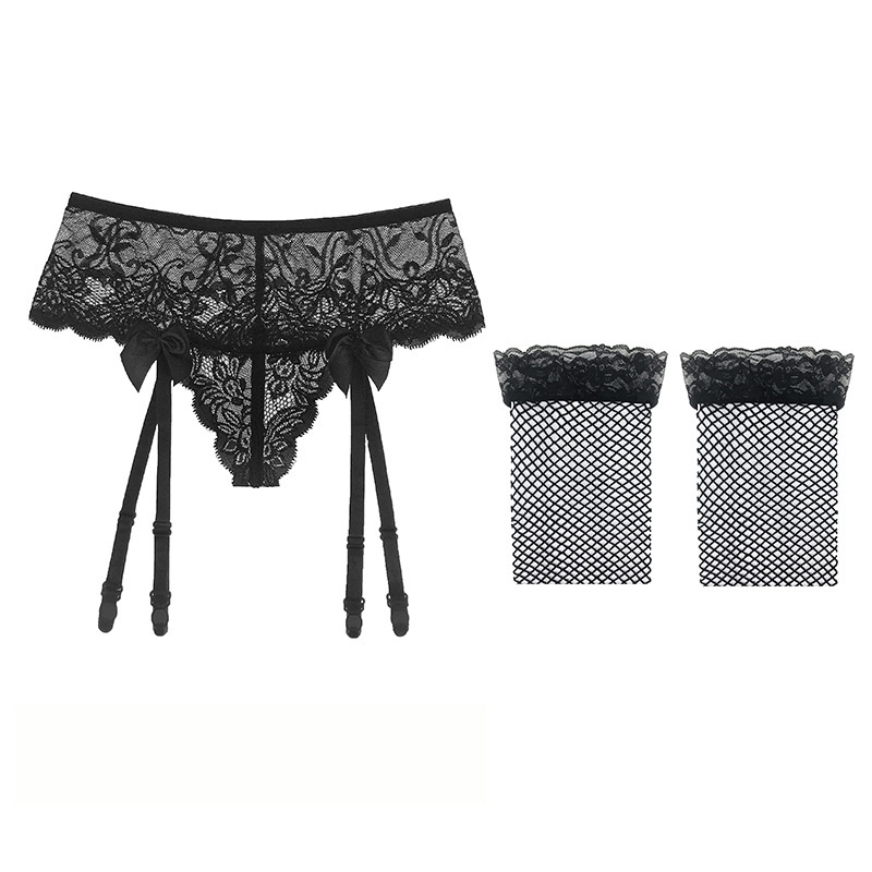 Title 10, Lace perspective long garter socks, elegant and...