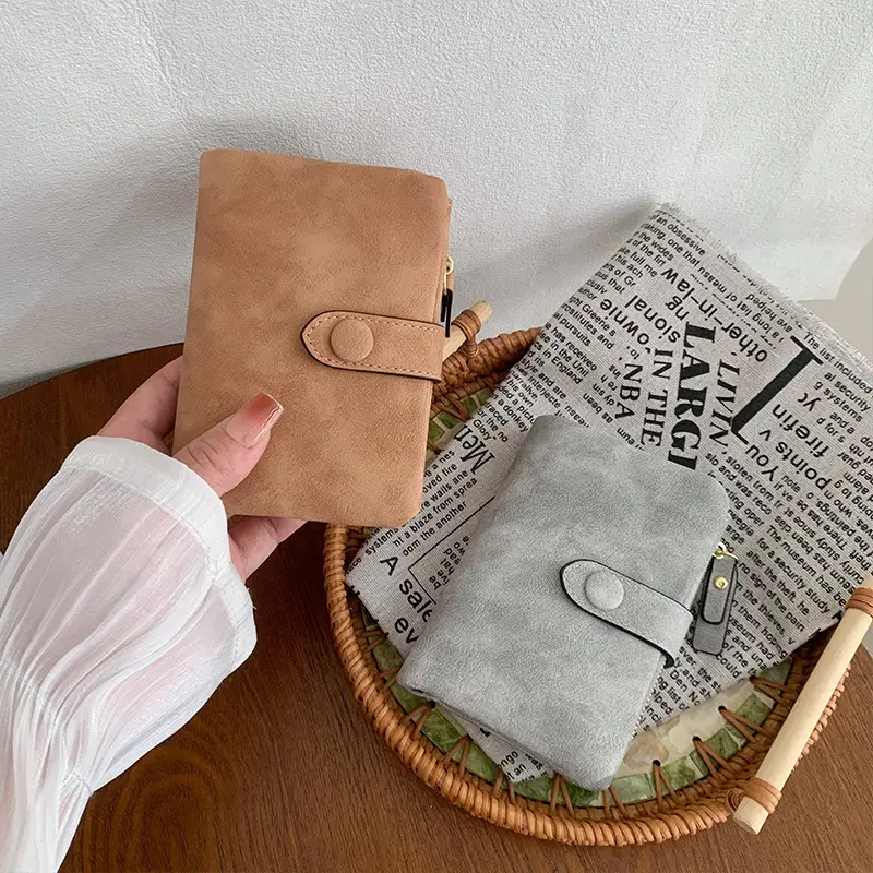 Matte Finish Women's Short Trifold Wallet, Cute