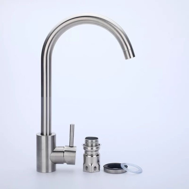 Title 3, 304 Stainless Steel Kitchen Faucet Large Curved...