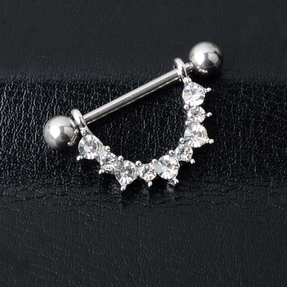 Title 6, Nipple Ring U-shaped Diamond Nipple Ring Orname...