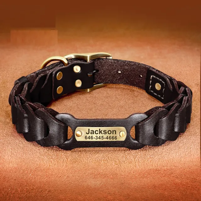 Dog Braided Leather Medium Large Dog Collar Brown - Shop at LoveMi