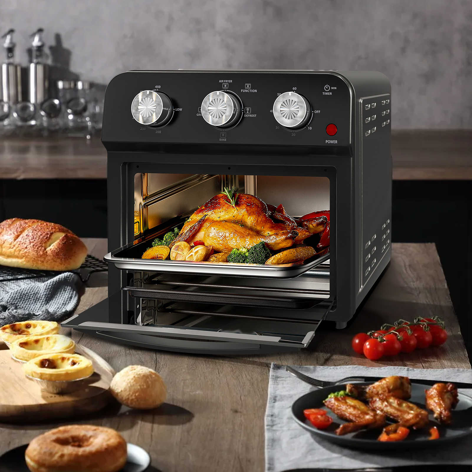 12.5 Qt Air Fryer With Advanced Multi-Function Cooking Grill, Air Fry, Defrost, Bake, Presets For French Fries, Pizza, Chicken, Fish, And Toast, Dual Knob Control, Amazon Resale Prohibited — foto 3