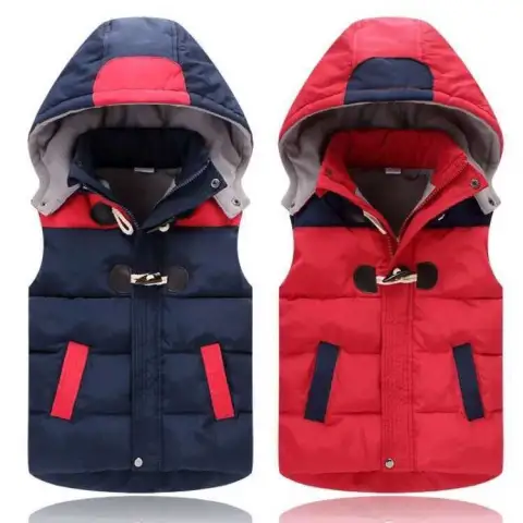 Boys and Girls Baby Plus Velvet Padded Hooded Vest