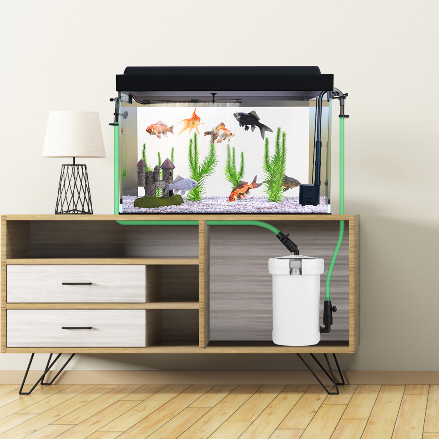 1Pc 3-Stage External Canister Filter For Aquarium Fish Tank With 600L-H Flow Rate 35.4in Max Height 6W Easy Installation Silent — foto 12