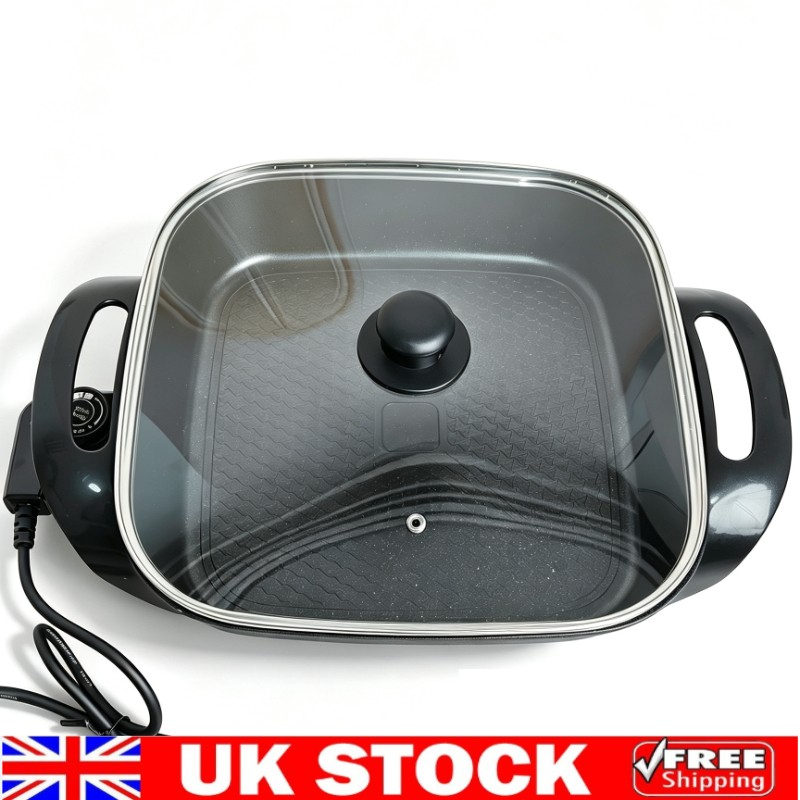 6L Electric Frying Pan 1380W Square Multi Cooker WLid Cooking Pot New — image 2