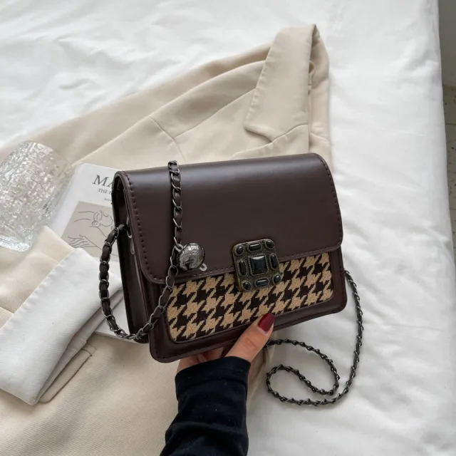 Diagonal Small Bag Autumn And Winter Leisure Plaid Coffee - Shop at LoveMi