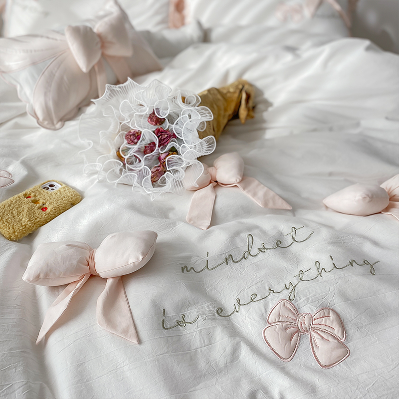 Four-piece Cotton Washed Cotton Three-dimensional Bow