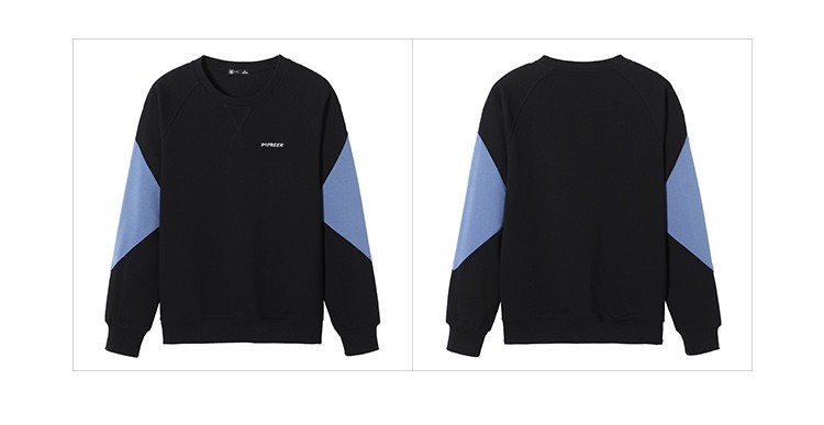 Round Neck Sweater Men's Cotton Stitching Contrast Color Pullover