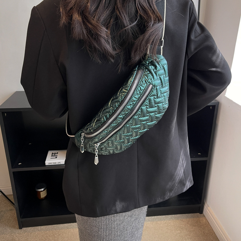 Glossy Cotton-padded Clothes Slanted Chest Bag Fashion Simple Commuter
