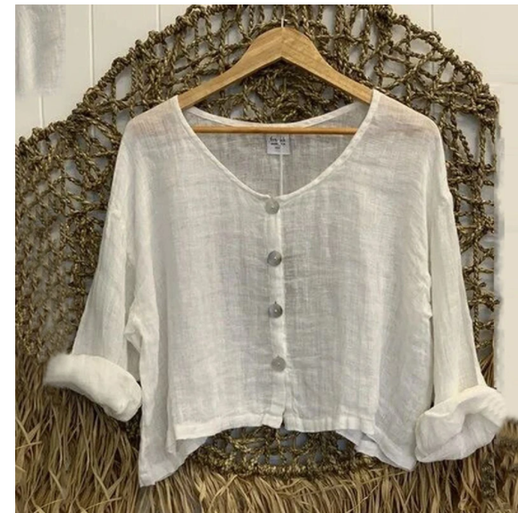Summer Cardigan Solid Color V-neck Loose Long Sleeves