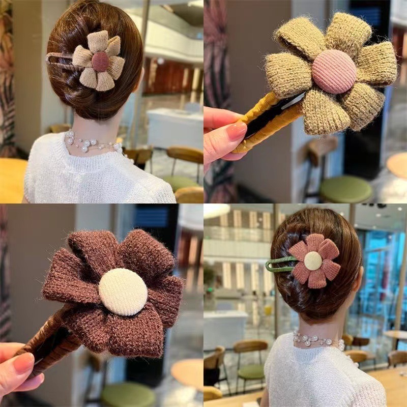 Large Cloth Flower Hairpin Hair Curling At The Back Of The Head High-end Mori Clip